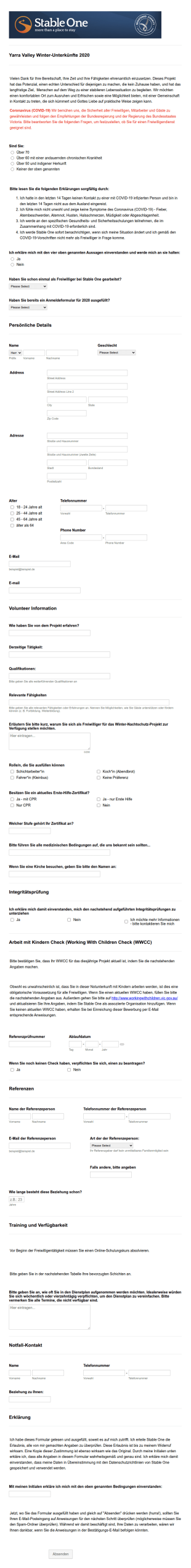COVID 19 2020 Anmeldeformular Für Freiwillige