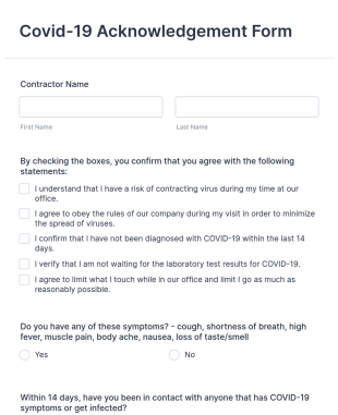 Covid 19 Acknowledgement Form Template