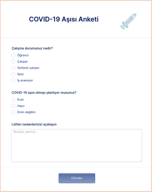 COVID 19 Aşısı Anketi Form Şablonu