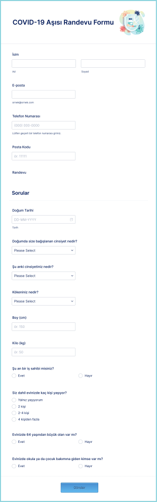 COVID 19 Aşısı Randevu Form Şablonu