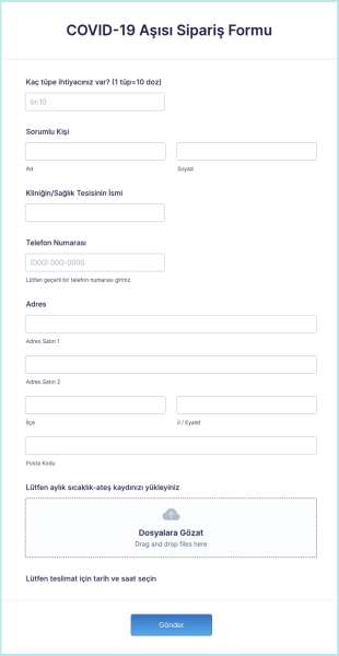 COVID 19 Aşısı Talep Form Şablonu