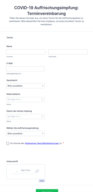 COVID 19 Auffrischungsimpfung: Terminvereinbarung