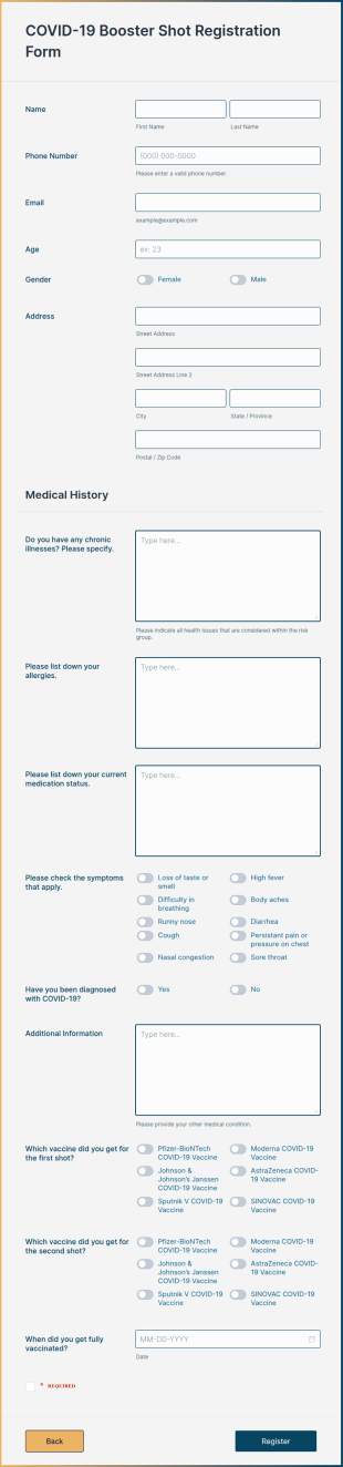 COVID 19 Booster Shot Registration Form Template