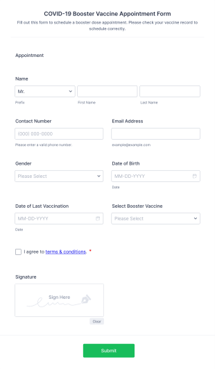 COVID 19 Booster Vaccine Appointment Form Template