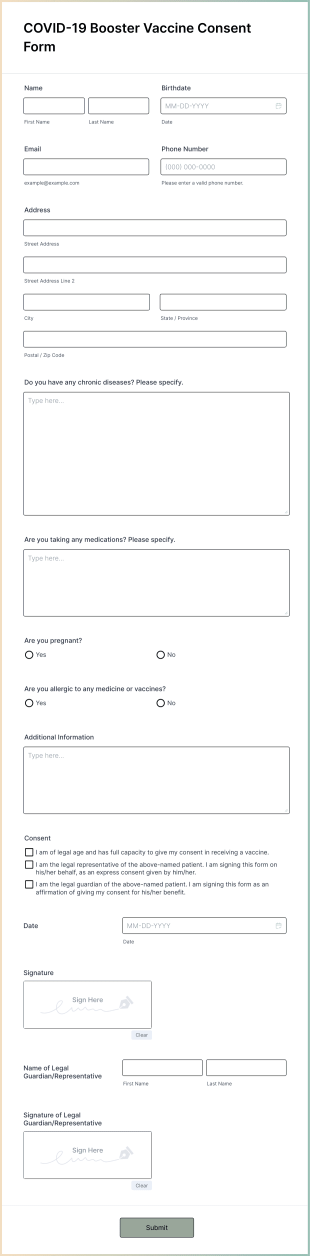 COVID 19 Booster Vaccine Consent Form Template