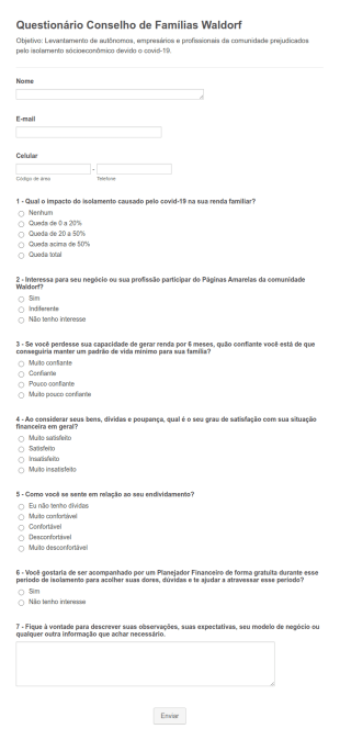 COVID 19 Business Survey In Portuguese
