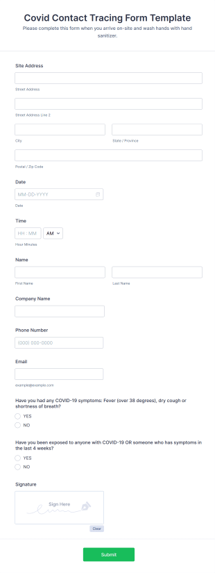 Covid Contact Tracing Form Template