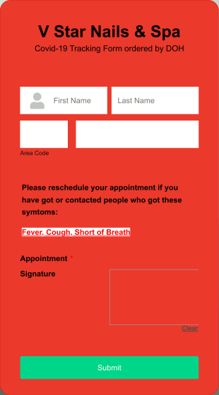 Covid 19 Customer Check In Form Template