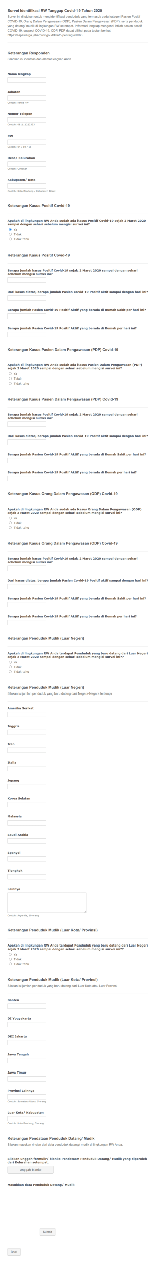 COVID 19 Diagnosis Survey In Indonesian