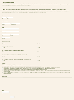 COVID 19 Feragatname Form Şablonu