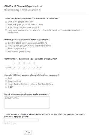 COVID 19 Finansal Değerlendirme Form Şablonu