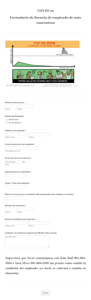 COVID 19 Formulario De Licencia De Empleado De Auto Cuarentena Form Template