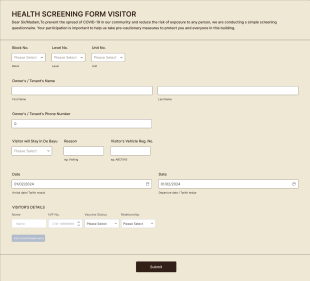 Covid 19 Health Screening Visitor Form Template