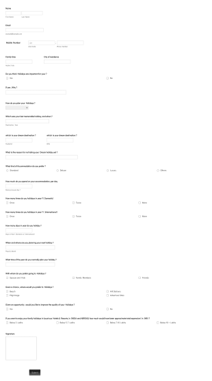 COVID 19 Holiday Survey Form Template