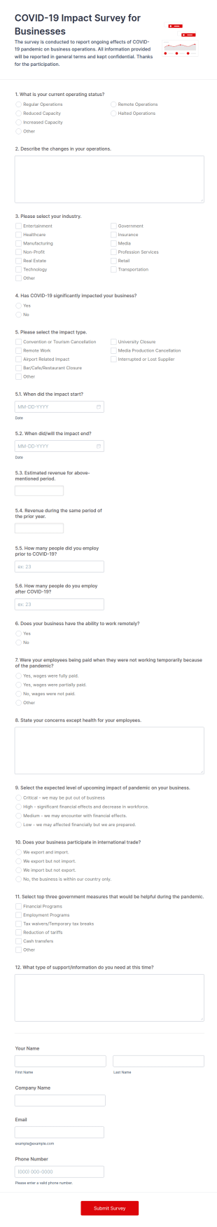 COVID 19 Impact Survey For Businesses Form Template