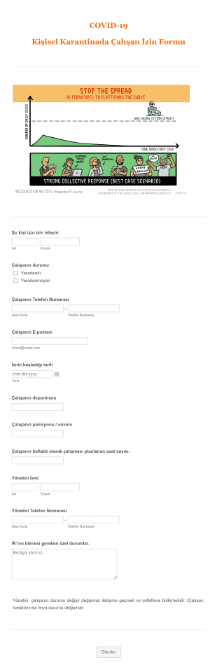 COVID 19 Kişisel Karantinada Çalışan İzin Form Template