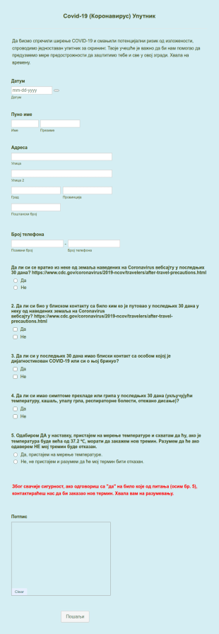 Covid 19 (Коронавирус) Упутник