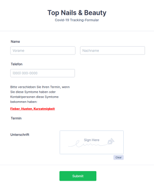 Covid 19 Kunden Check In Formular