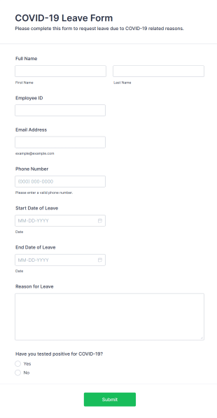 COVID 19 Leave Form Template