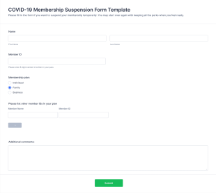 COVID 19 Membership Suspension Form Template