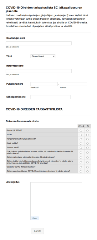 Covid 19 Oireiden Tarkastuslista