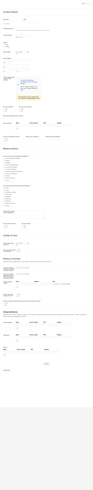 COVID 19 Patient Details And CT Form Template