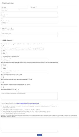 COVID 19 Patient Pre Screening Disclosure Form V2