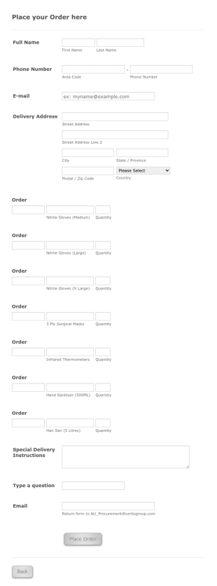 COVID 19 PPE Order Form Template