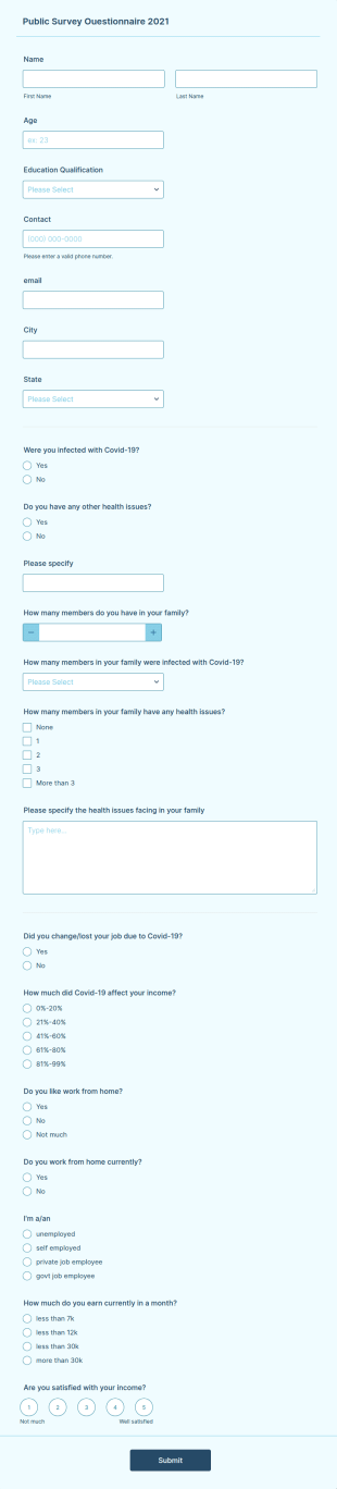 COVID 19 Public Survey Form Template
