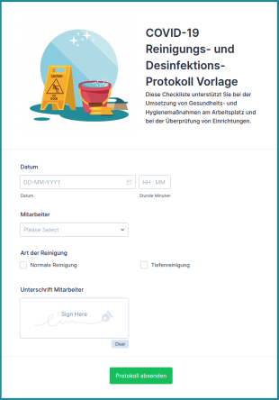 COVID 19 Reinigungs Und Desinfektions Protokoll Vorlage