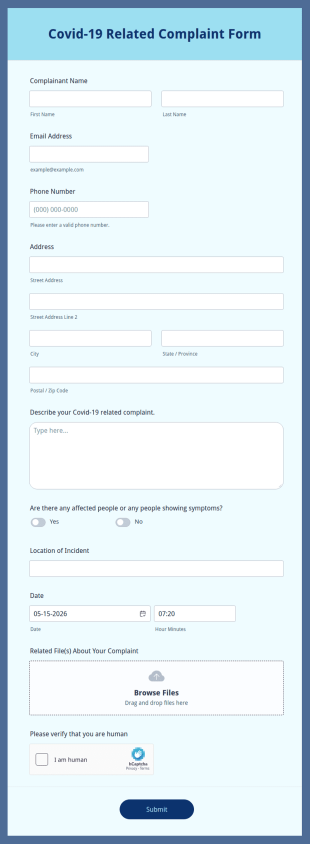 Covid 19 Related Complaint Form Template