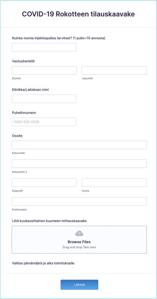 COVID 19 Rokotteen Tilauskaavake