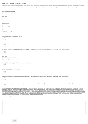 COVID 19 Sağlık Tarama Anketi Form Template