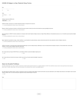 COVID 19 Salgını Ve Saç Tedavisi Onay Form Şablonu