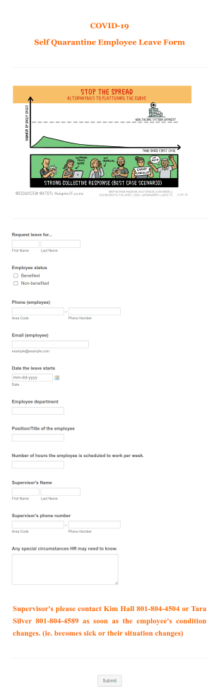 COVID 19 Self Quarantine Employee Leave Form Template