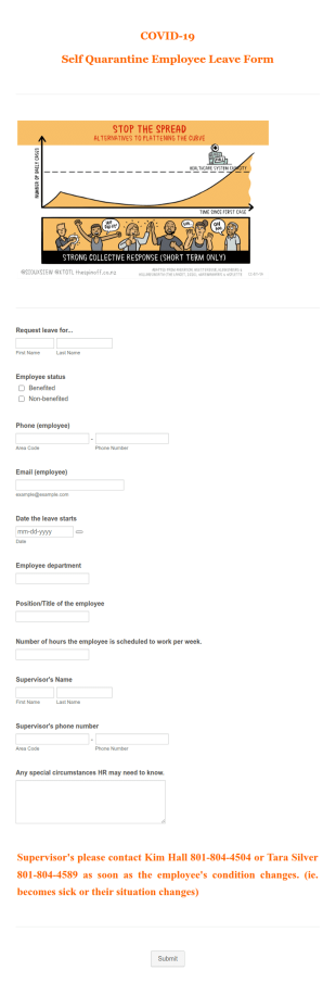 COVID 19 Self Quarantine Employee Leave Form Template