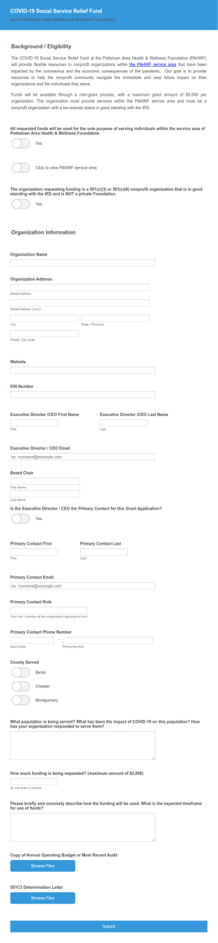 COVID 19 Social Service Relief Fund Form Template