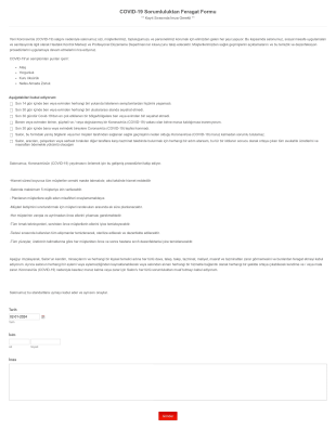 COVID 19 Sorumluluktan Feragat Form Template