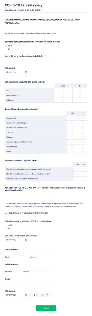 COVID 19 Terveyskysely Form Template