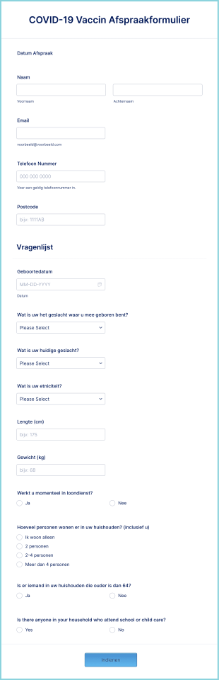 COVID 19 Vaccin Afspraakformulier Form Template