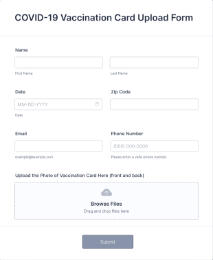COVID 19 Vaccination Card Upload Form Template