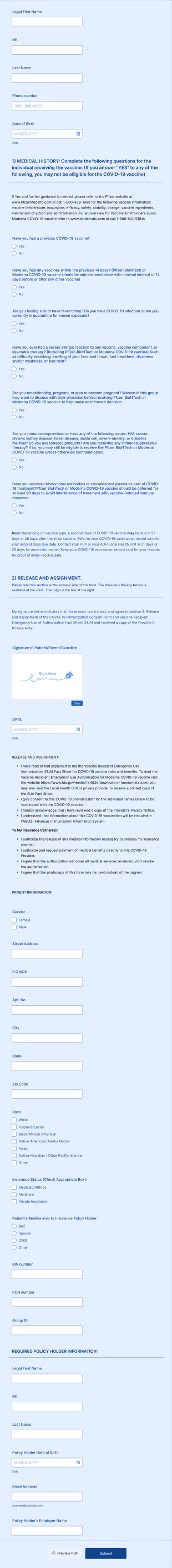 COVID 19 Vaccine 2nd Dose Consent Form Template
