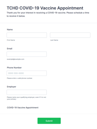 COVID 19 Vaccine Appointments Form Template