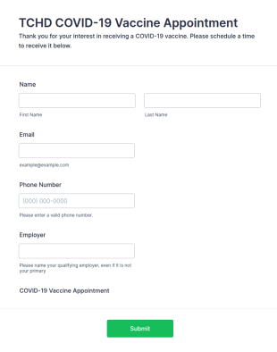 COVID 19 Vaccine Appointments Form Template