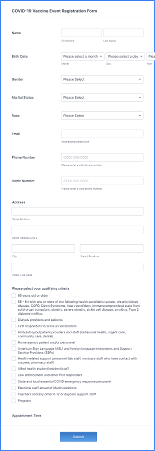 COVID 19 Vaccine Event Registration Form Template