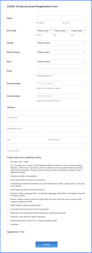 COVID 19 Vaccine Event Registration Form Template