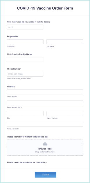 COVID 19 Vaccine Order Form Template