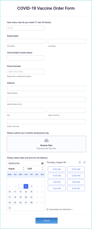 COVID 19 Vaccine Order Form Template