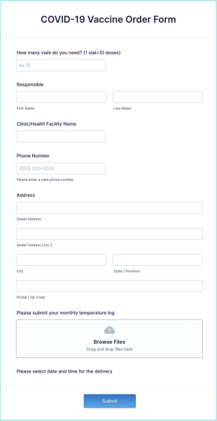 COVID 19 Vaccine Order Form Template