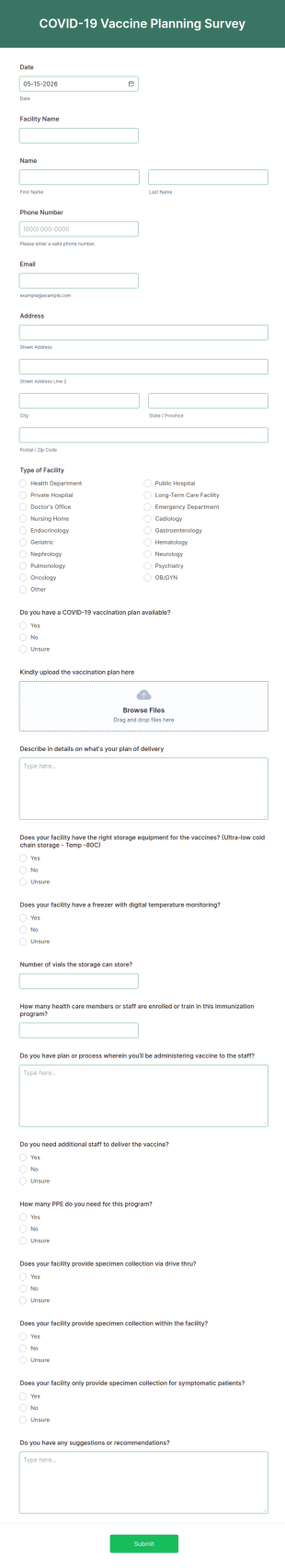 COVID 19 Vaccine Planning Survey Form Template